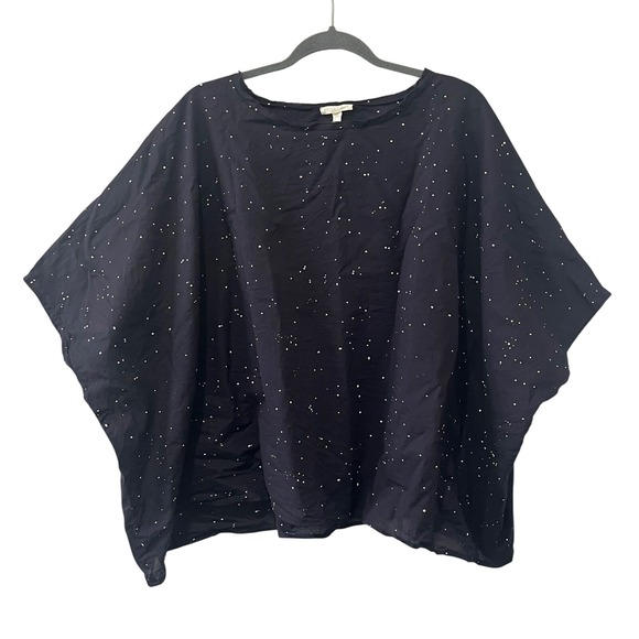 Eileen Fisher Tops - Eileen Fisher Top Organic Cotton Voile Splatter Print Black Boxy Kimono Large/XL